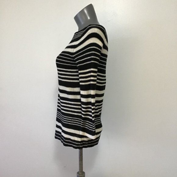 Lauren Ralph Lauren Linen Cotten Blend Striped Boat Neck Top Size M - Picture 5 of 8